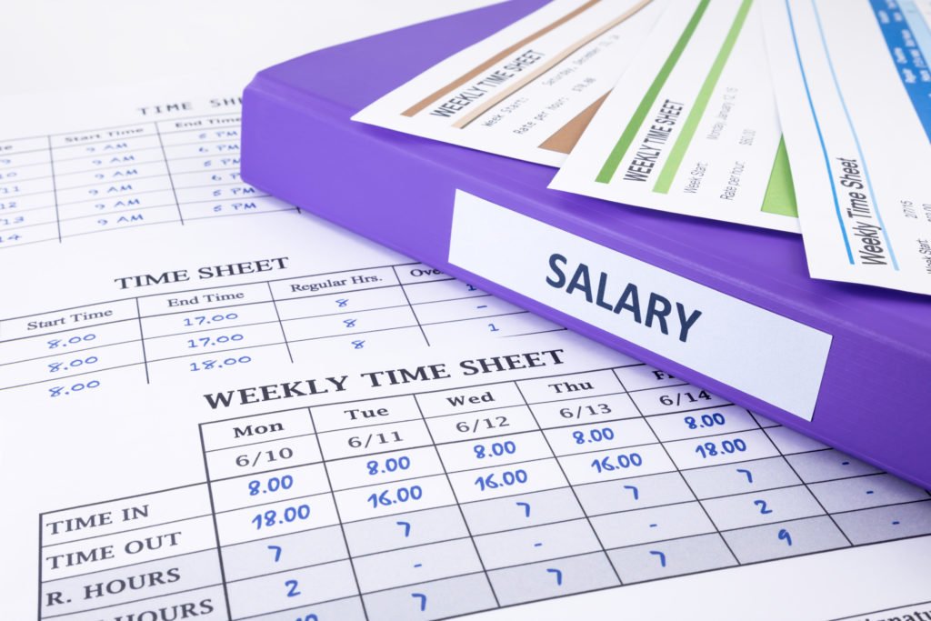 Employee time sheet and salary binder